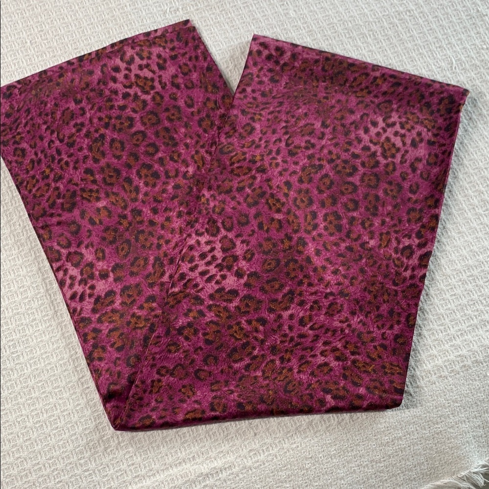 Pink leopard silky scarf- double thickness material